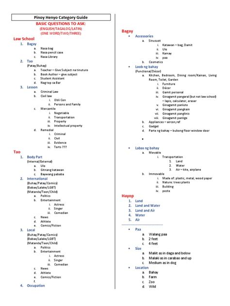 pinoy henyo categories.